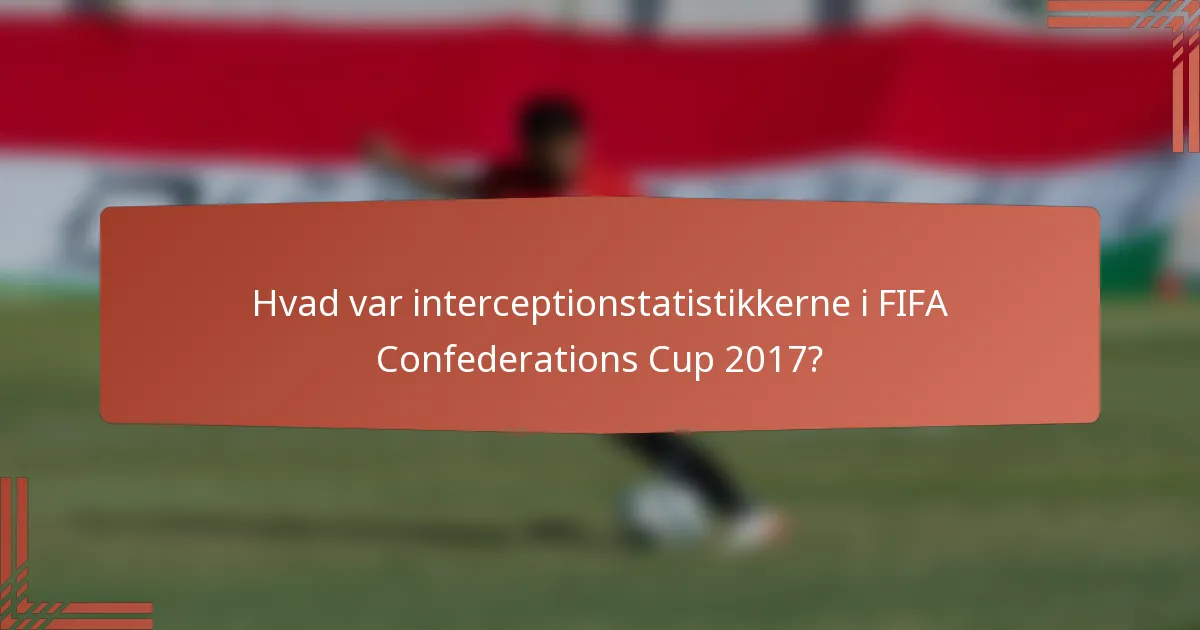 Hvad var interceptionstatistikkerne i FIFA Confederations Cup 2017?