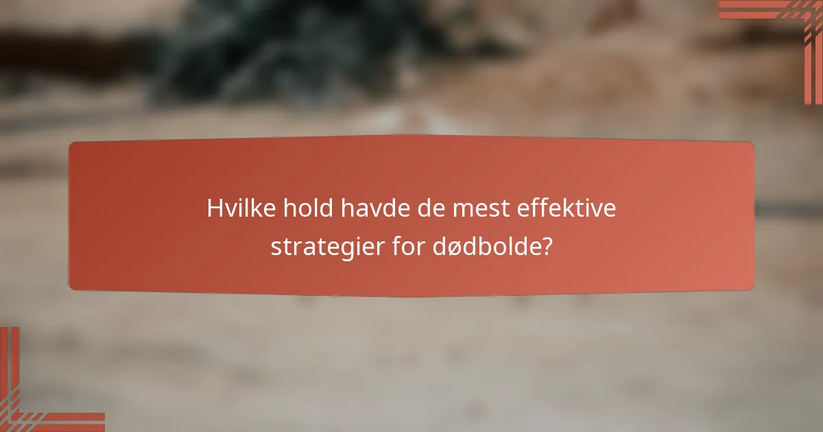Hvilke hold havde de mest effektive strategier for dødbolde?