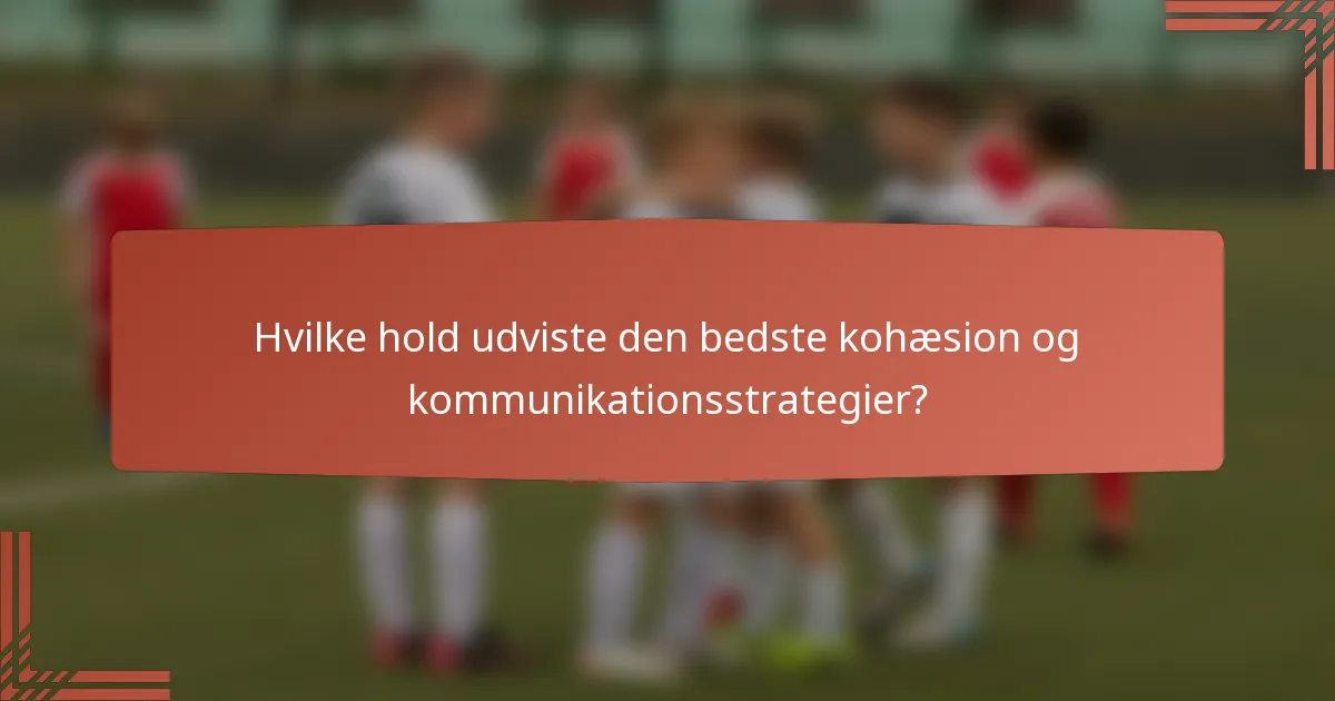 Hvilke hold udviste den bedste kohæsion og kommunikationsstrategier?