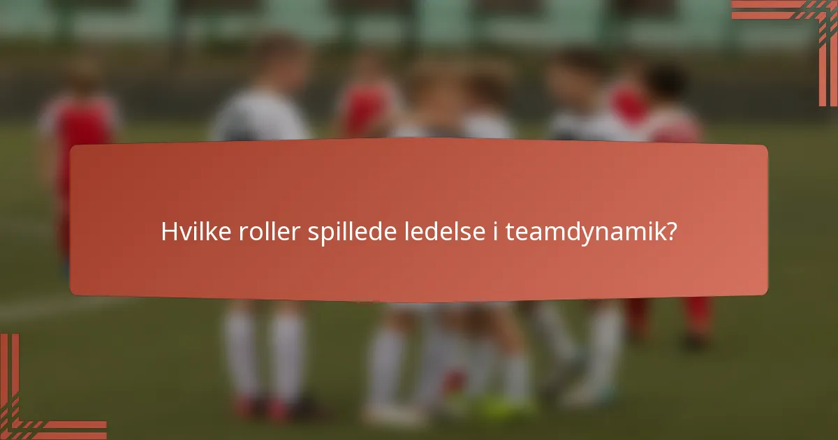Hvilke roller spillede ledelse i teamdynamik?