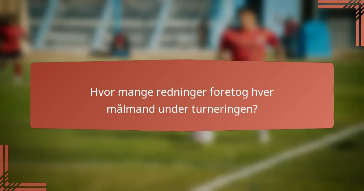 Hvor mange redninger foretog hver målmand under turneringen?